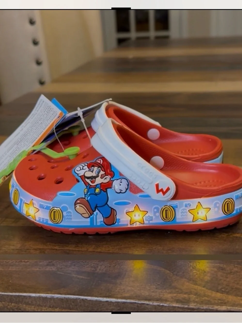 CROCS Kids Super Mario Red and White Slip-On Clogs